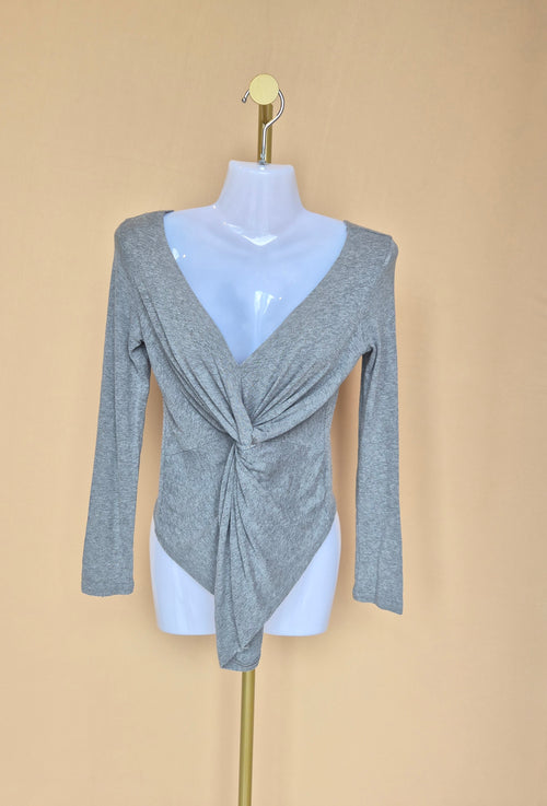 Grey Twist Front Long Sleeve Top Estimate Size S