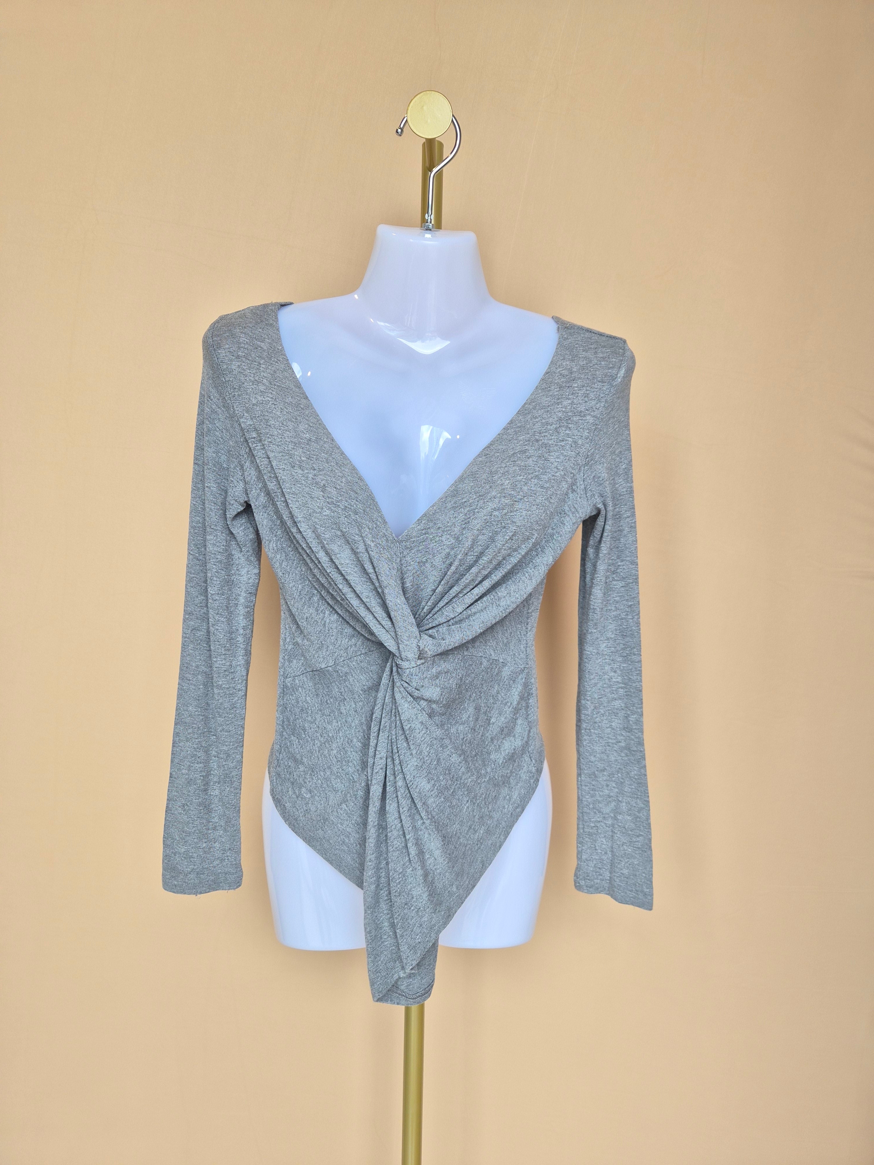 Grey Twist Front Long Sleeve Top Estimate Size S