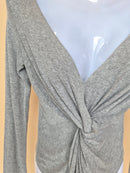 Grey Twist Front Long Sleeve Top Estimate Size S