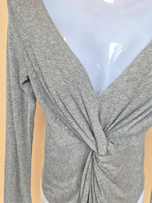 Grey Twist Front Long Sleeve Top Estimate Size S