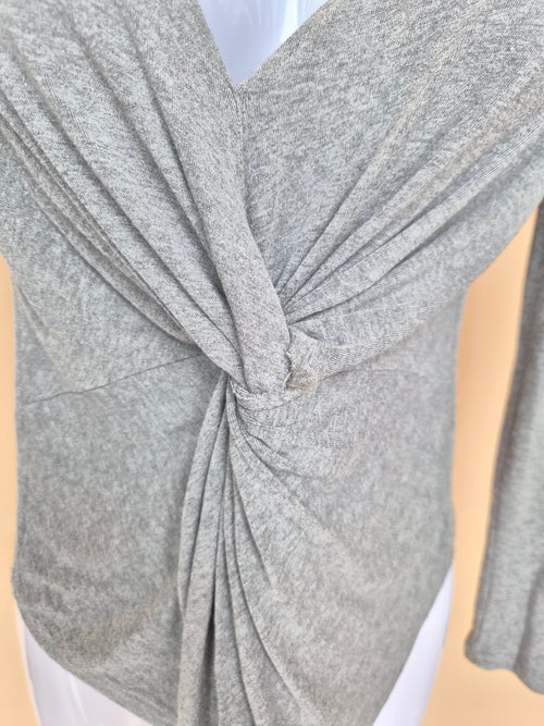 Grey Twist Front Long Sleeve Top Estimate Size S