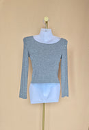 Grey Twist Front Long Sleeve Top Estimate Size S