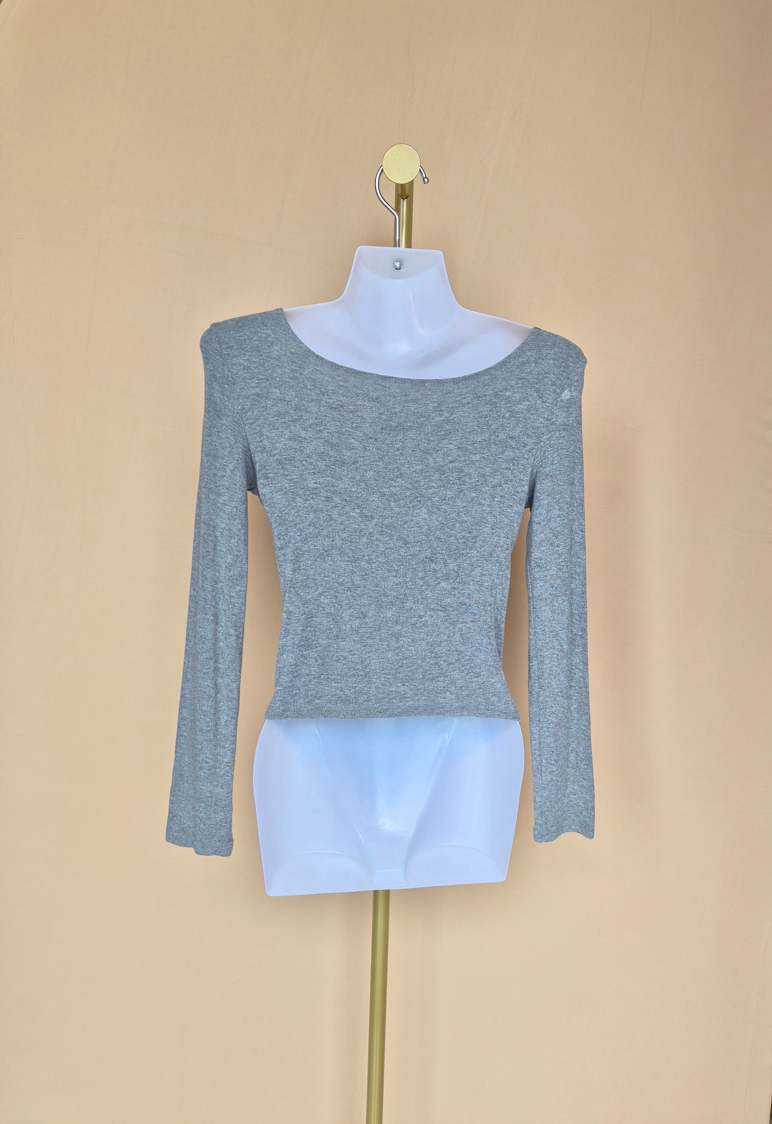 Grey Twist Front Long Sleeve Top Estimate Size S