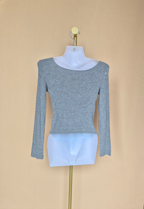 Grey Twist Front Long Sleeve Top Estimate Size S
