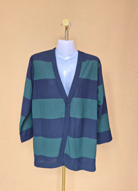 Blue & Teal Striped Lightweight Cardigan Free Size