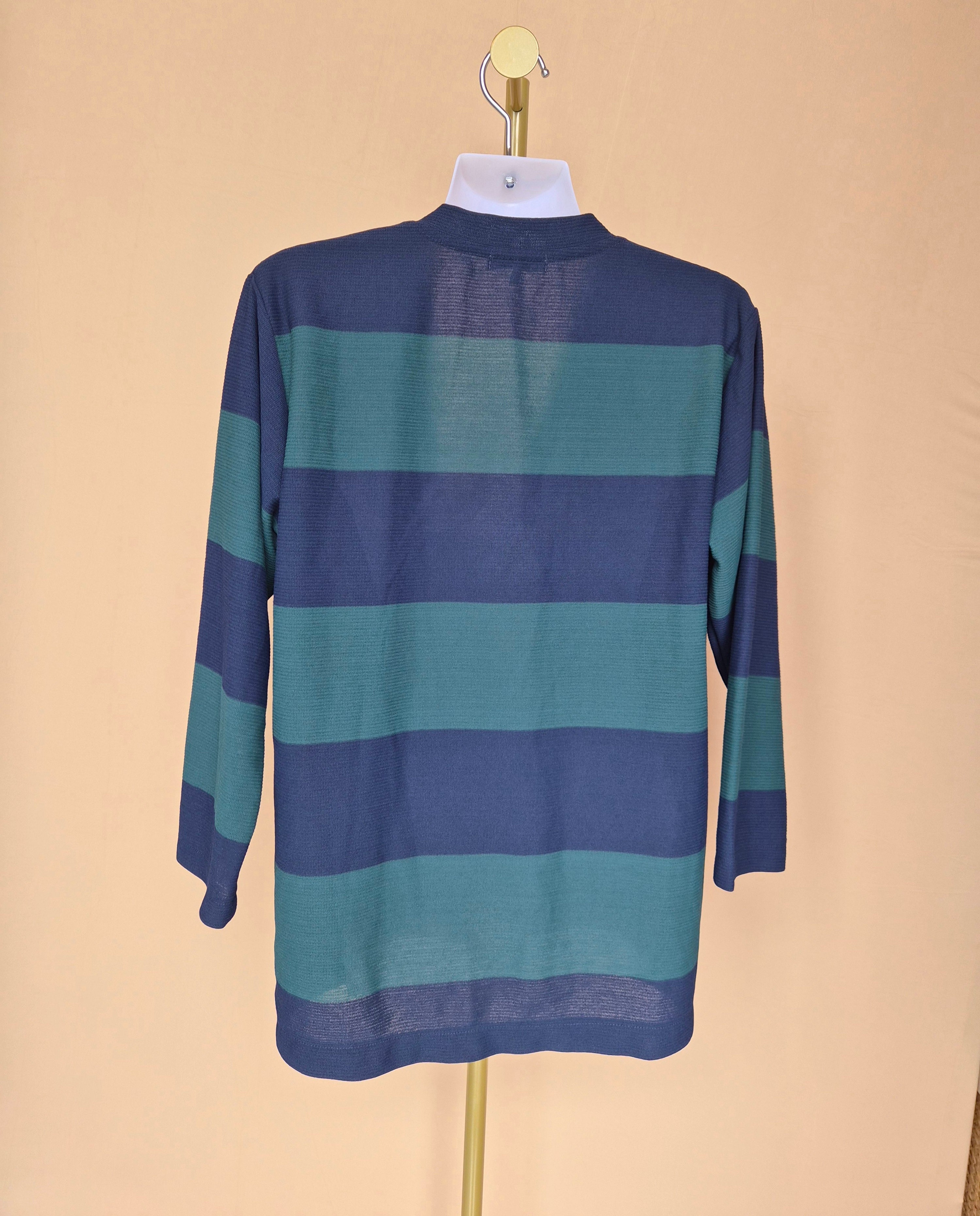Blue & Teal Striped Lightweight Cardigan Free Size