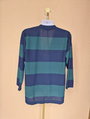 Blue & Teal Striped Lightweight Cardigan Free Size