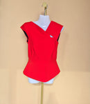 Roland Mouret Red Asymmetric Peplum Top- XS