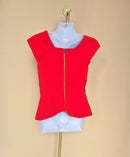 Roland Mouret Red Asymmetric Peplum Top- XS
