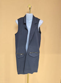 Topshop Charcoal Grey Longline Sleeveless Blazer Vest – Size UK 4