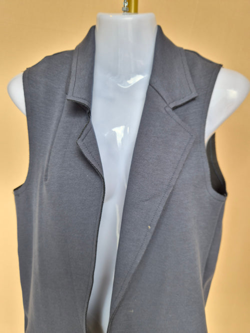 Topshop Charcoal Grey Longline Sleeveless Blazer Vest – Size UK 4