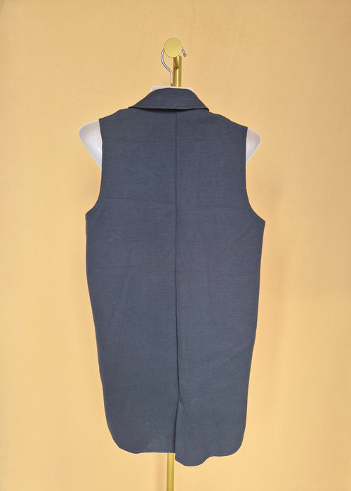 Topshop Charcoal Grey Longline Sleeveless Blazer Vest – Size UK 4