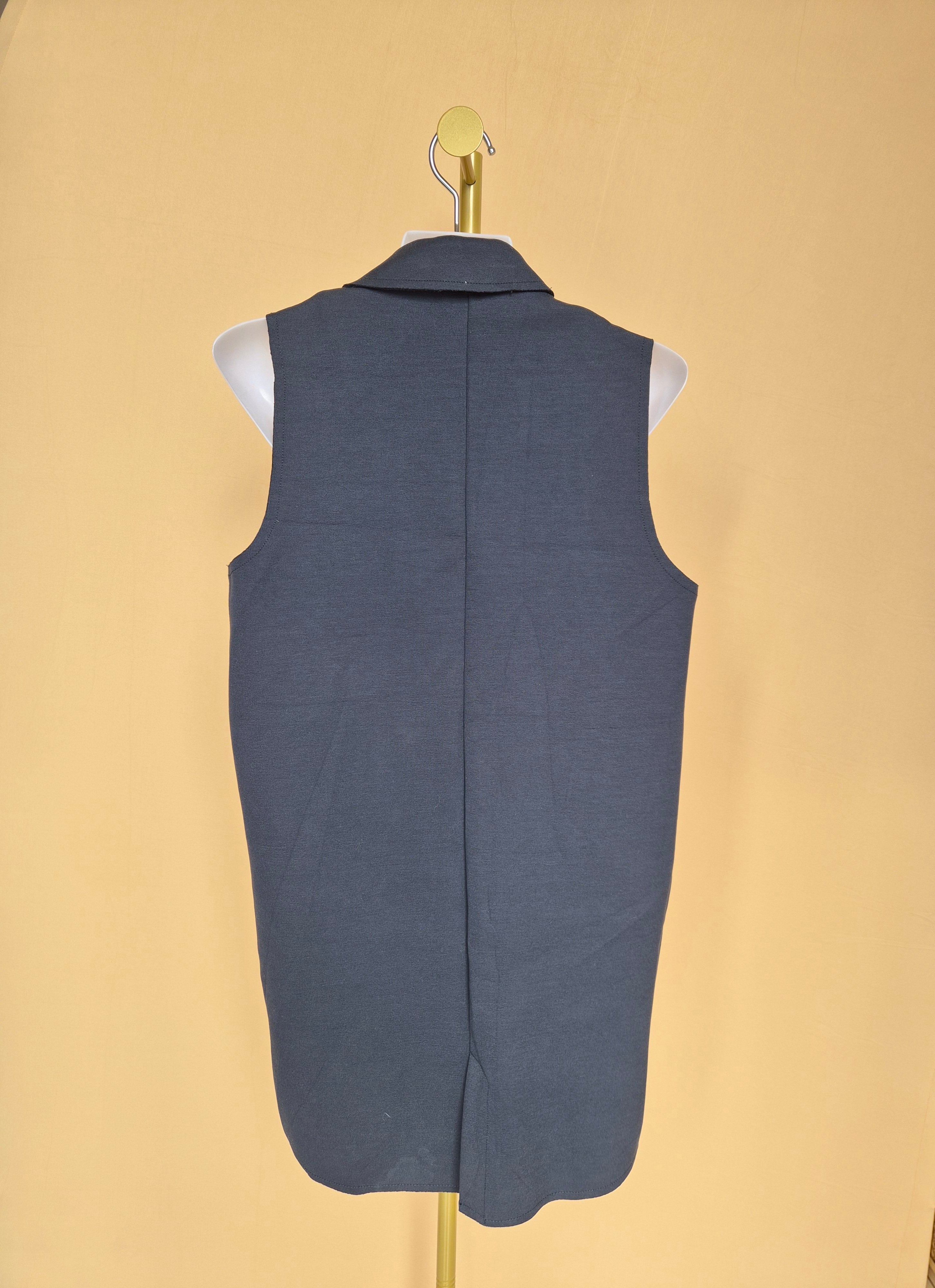 Topshop Charcoal Grey Longline Sleeveless Blazer Vest – Size UK 4