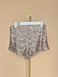 Topshop Rose Gold Sequin High-Waisted Shorts – Size S