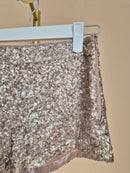Topshop Rose Gold Sequin High-Waisted Shorts – Size S