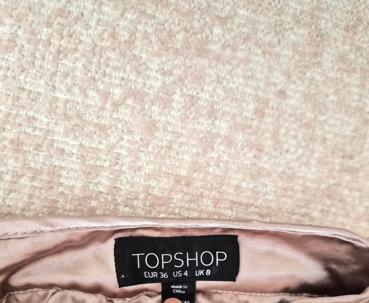Topshop Rose Gold Sequin High-Waisted Shorts – Size S