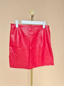 Zara Red Faux Leather Ruched Mini Skirt – Size S
