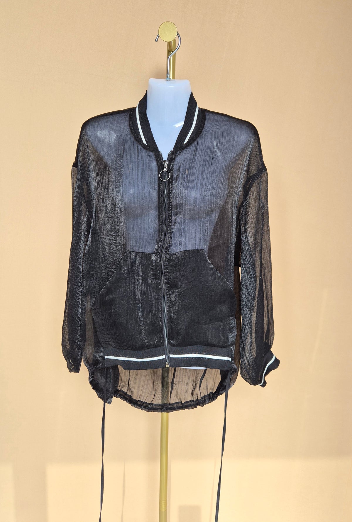 Urban Revivo Black Sheer Bomber Jacket – Size S