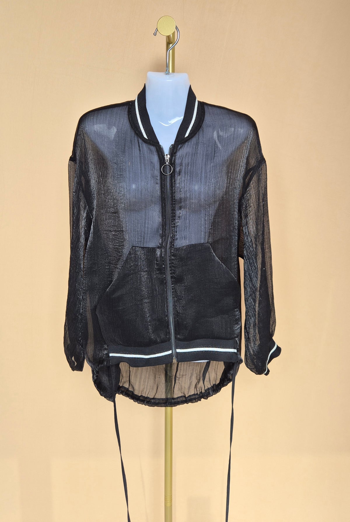 Urban Revivo Black Sheer Bomber Jacket – Size S