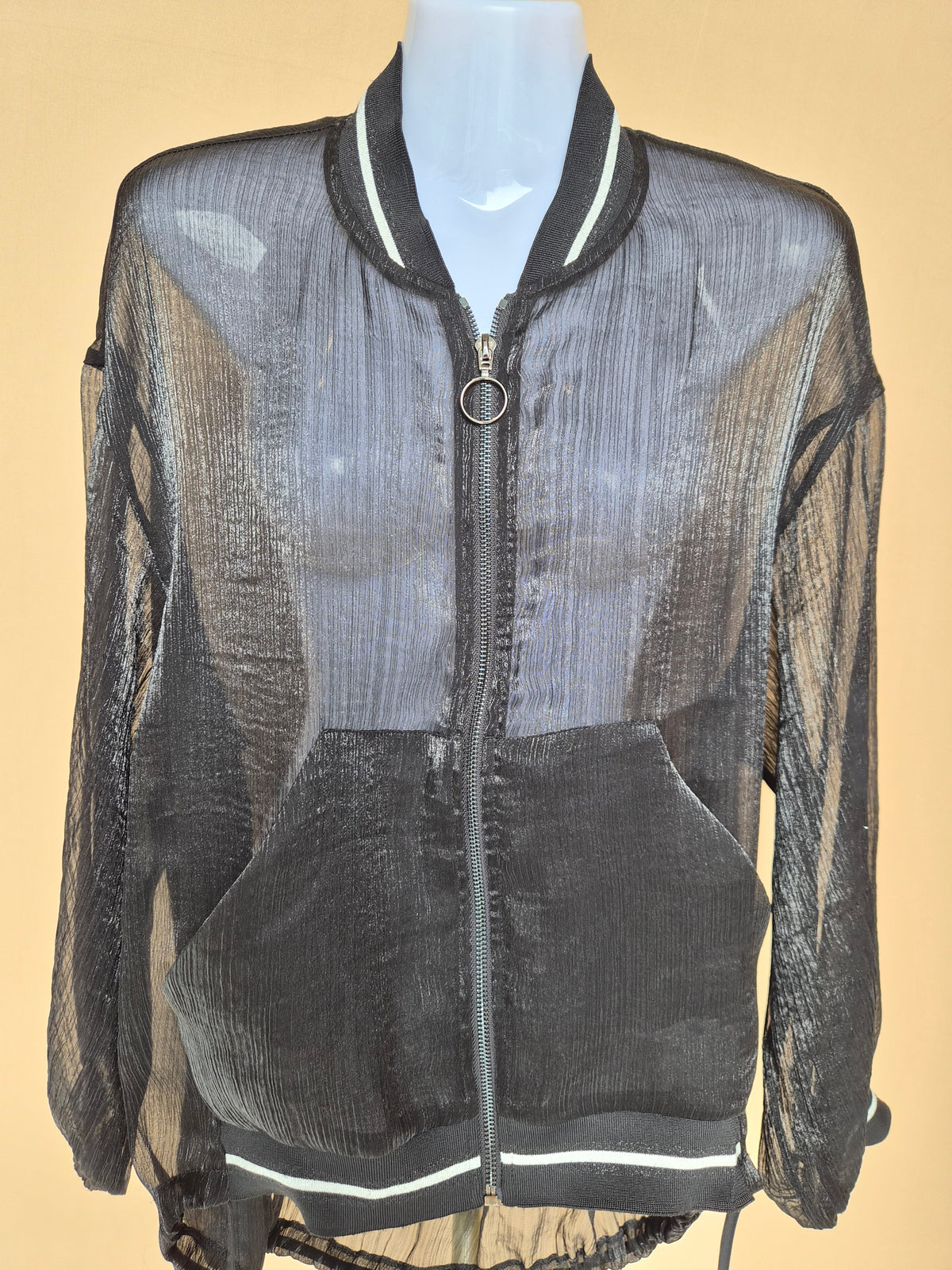Urban Revivo Black Sheer Bomber Jacket – Size S
