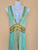 Sofira Aqua Tie-Dye Sequin Handkerchief Maxi Dress – Size M