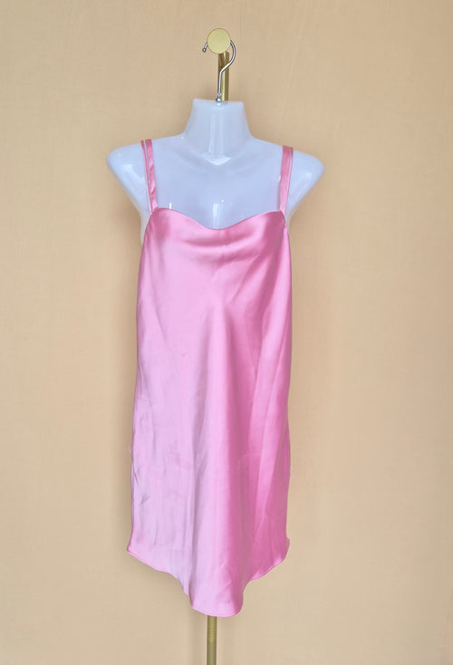 Zara Pink Satin Cowl Neck Mini Slip Dress – Size XS Brand New