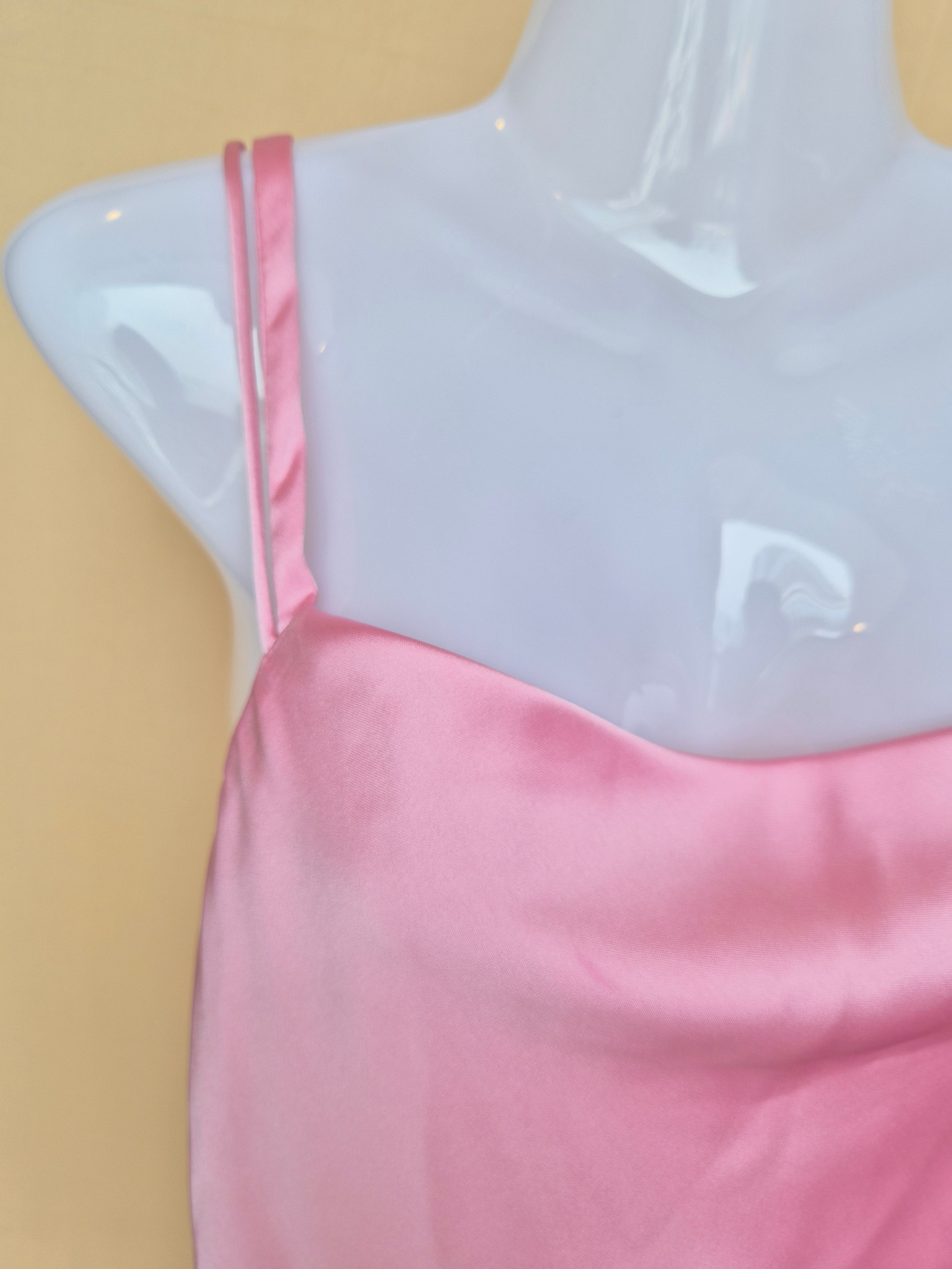 Zara Pink Satin Cowl Neck Mini Slip Dress – Size XS Brand New