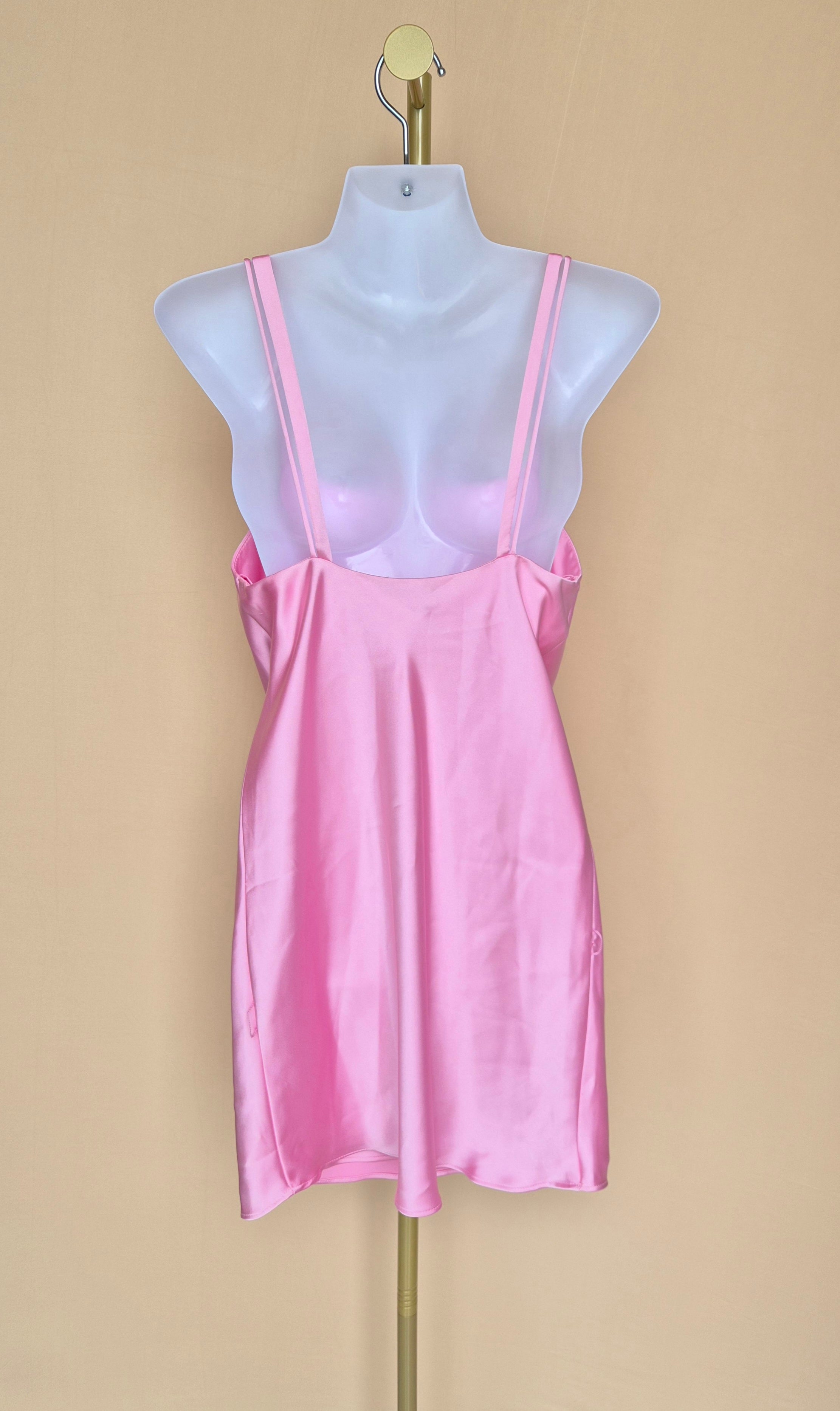 Zara Pink Satin Cowl Neck Mini Slip Dress – Size XS Brand New