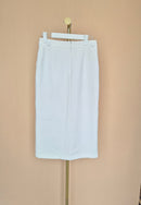 White High-Waisted Midi Pencil Skirt – Size S