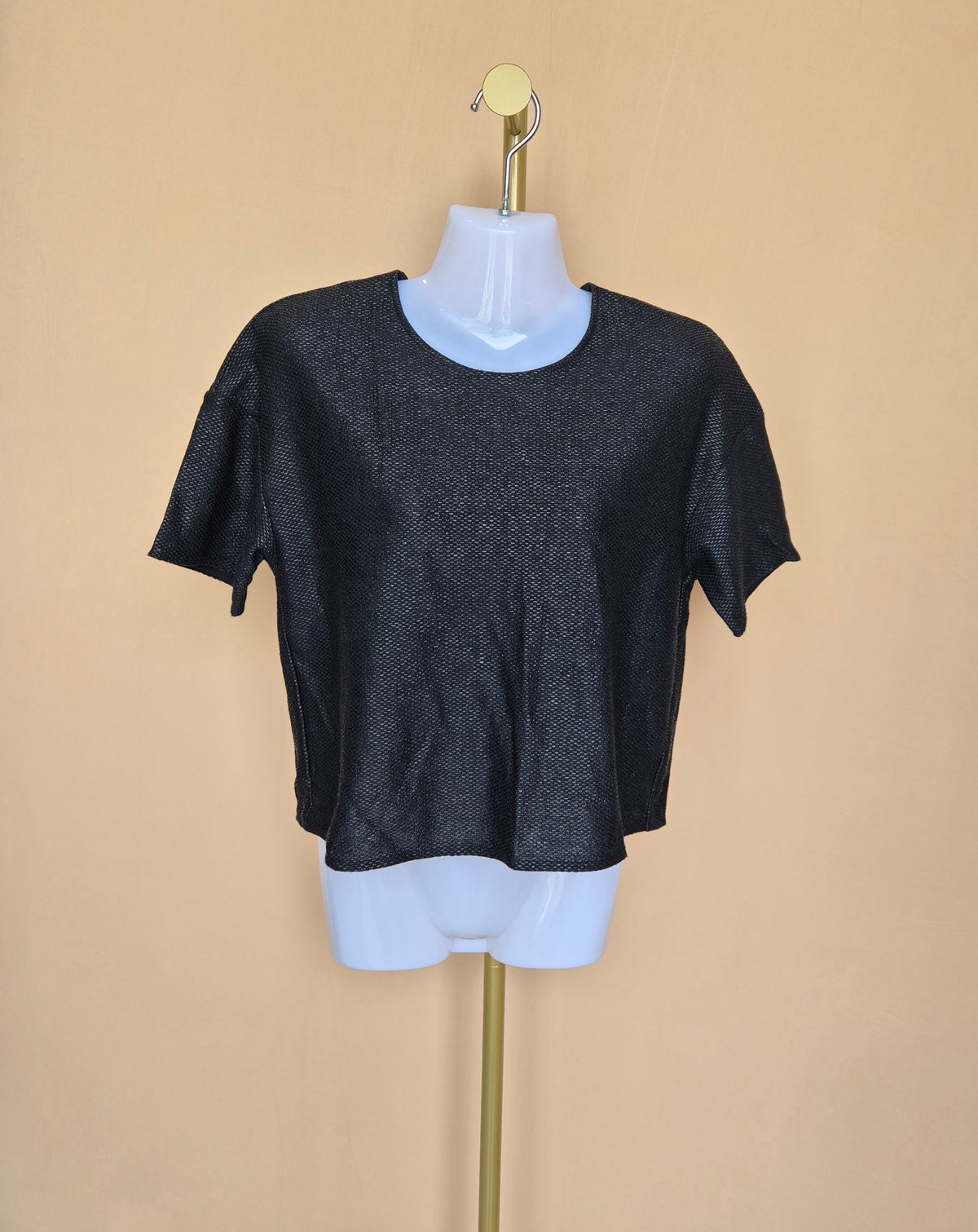 Calvin Klein Black Textured Crop Top – Size M