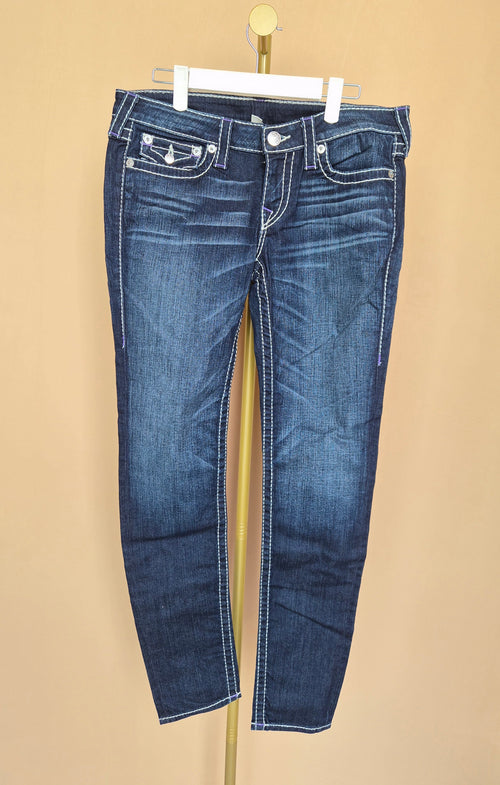 True Religion Dark Wash Super T Skinny Jeans – Size 30