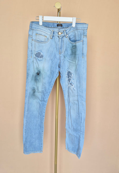 Pinko Light Wash Distressed Boyfriend Jeans Size S