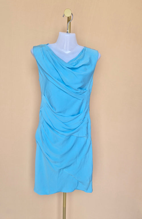 Diane von Furstenberg Blue Draped Dress – Size 4