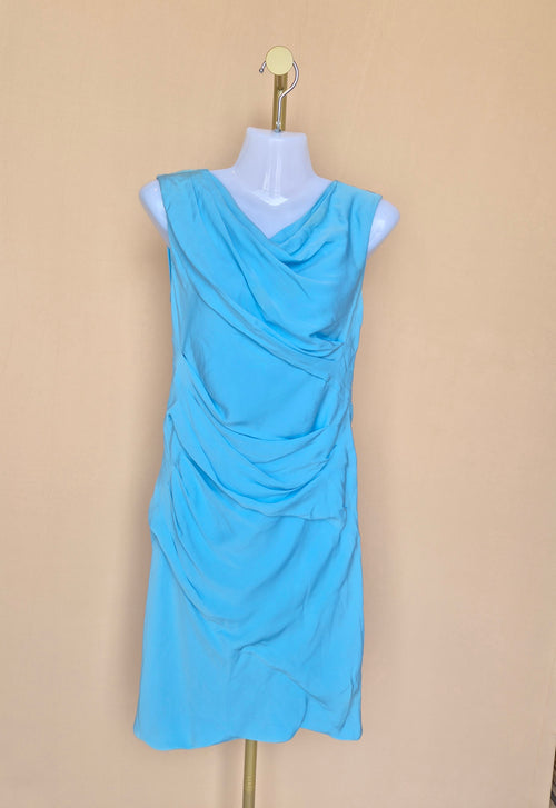 Diane von Furstenberg Blue Draped Dress – Size 4