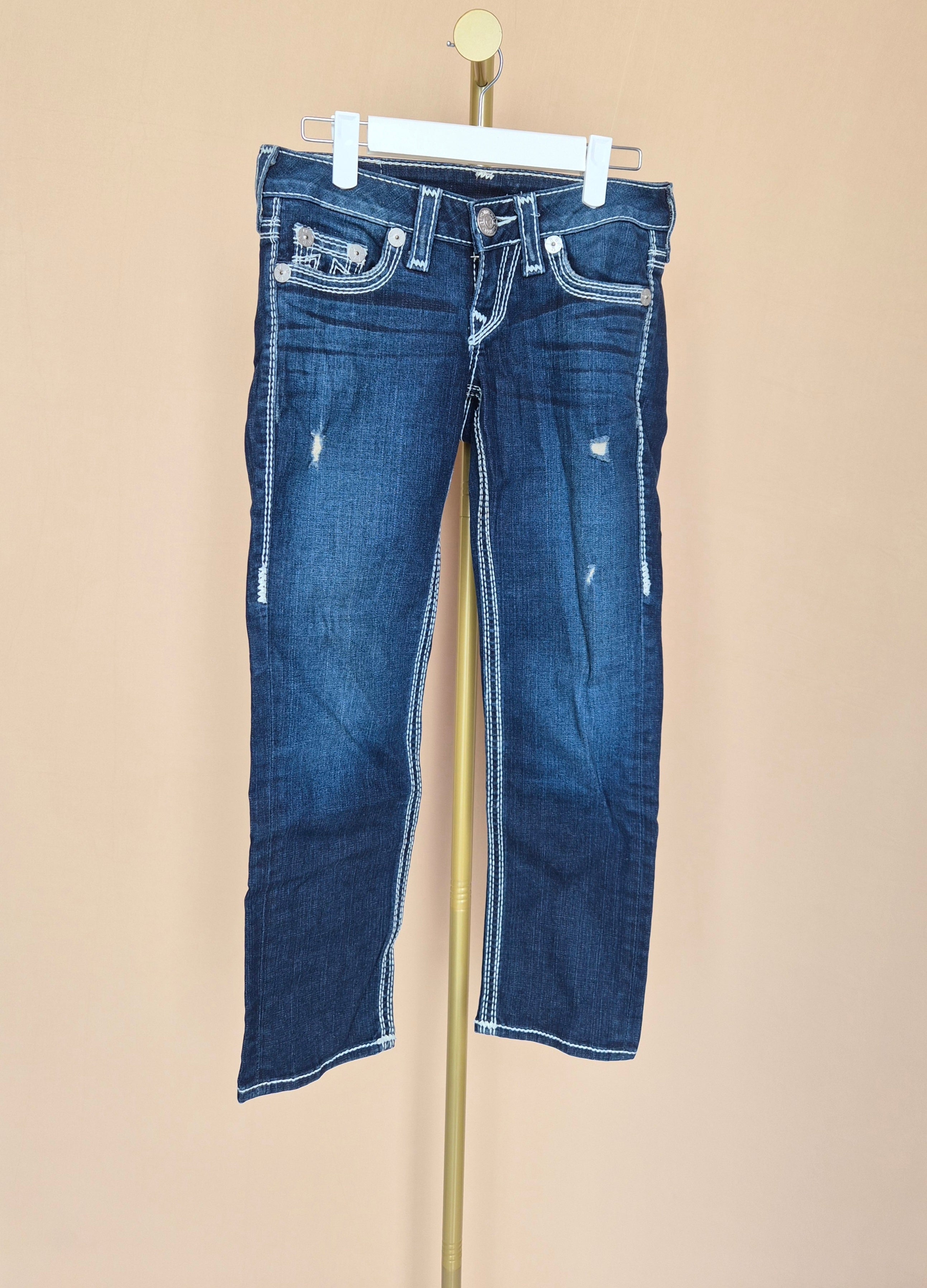 True Religion Lizzy World Tour Distressed Crop Jeans – Size 25