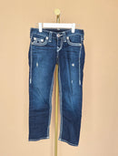 True Religion Lizzy World Tour Distressed Crop Jeans – Size 25