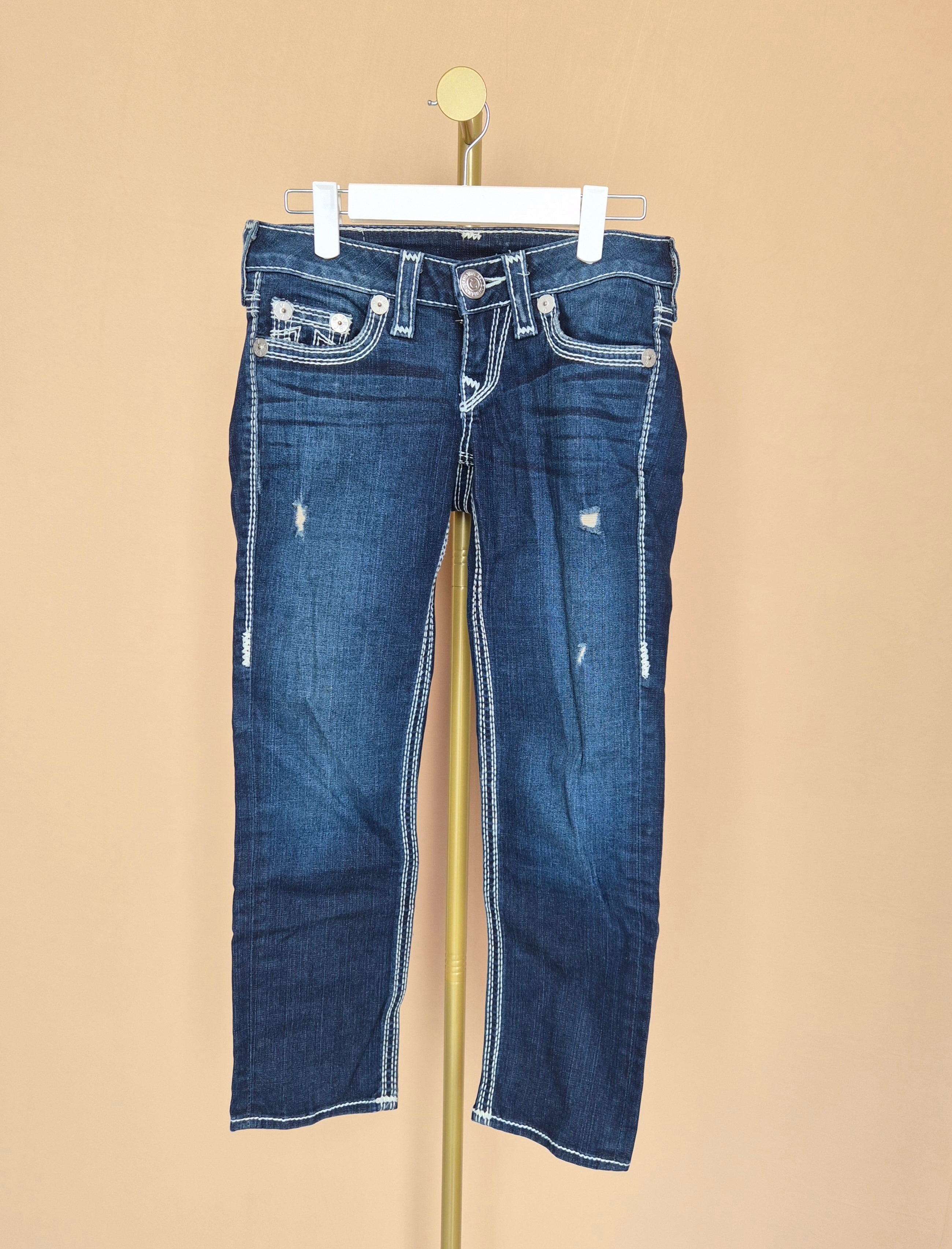 True Religion Lizzy World Tour Distressed Crop Jeans – Size 25