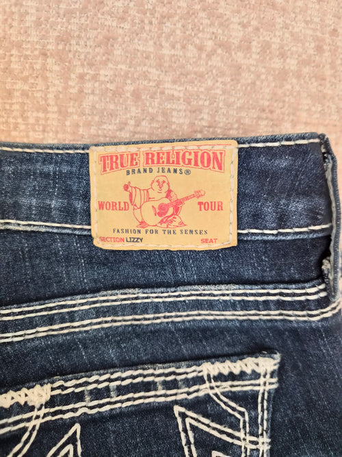 True Religion Lizzy World Tour Distressed Crop Jeans – Size 25