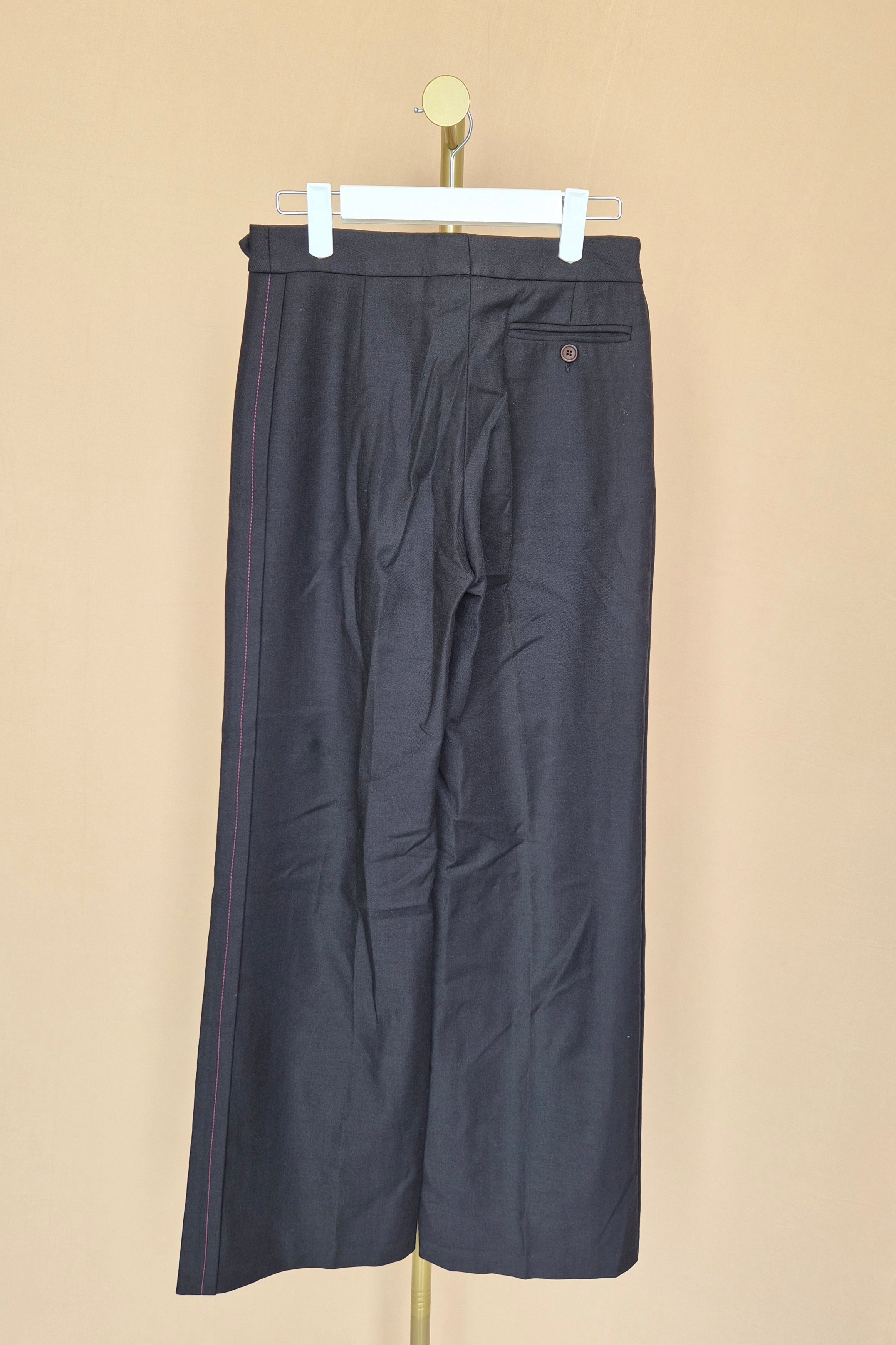 Paul Smith Women Brown Wide-Leg Tailored Trousers with Pink Stitching