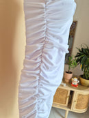 Zara White Ruched Halter Mini Dress – Size S