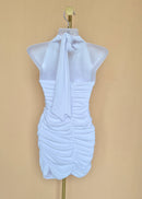 Zara White Ruched Halter Mini Dress – Size S