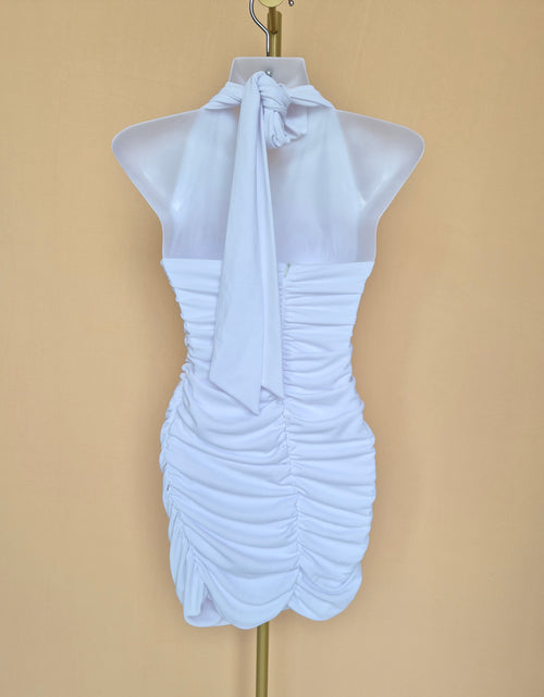 Zara White Ruched Halter Mini Dress – Size S