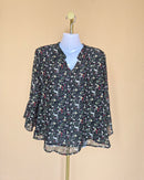 BEGA Black Floral Chiffon Blouse – Size XL