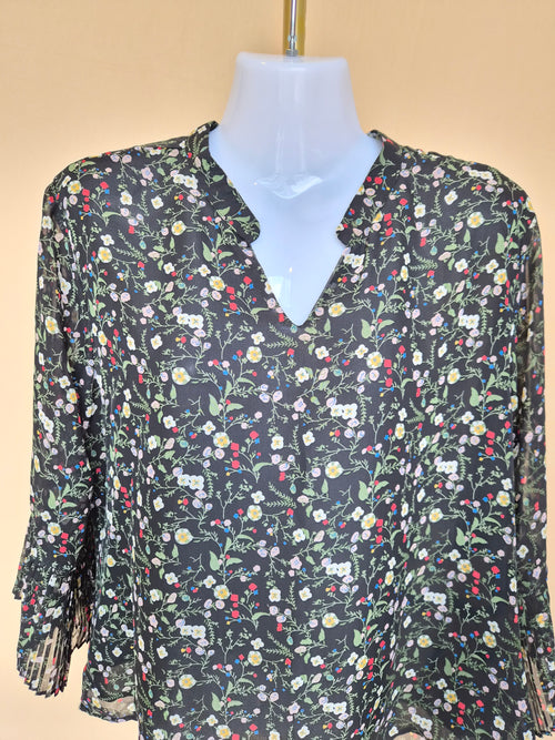 BEGA Black Floral Chiffon Blouse – Size XL