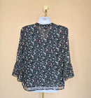 BEGA Black Floral Chiffon Blouse – Size XL