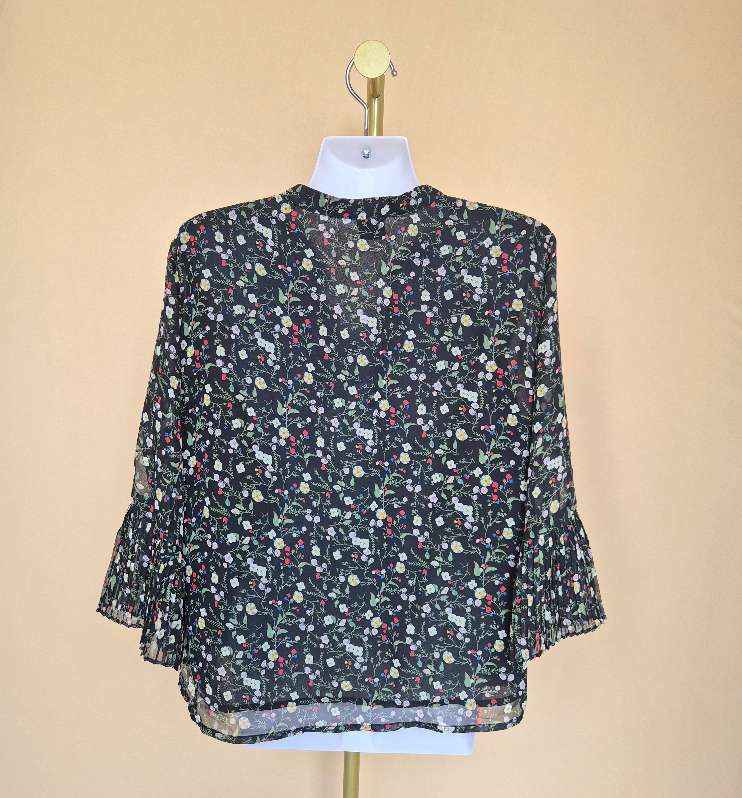 BEGA Black Floral Chiffon Blouse – Size XL