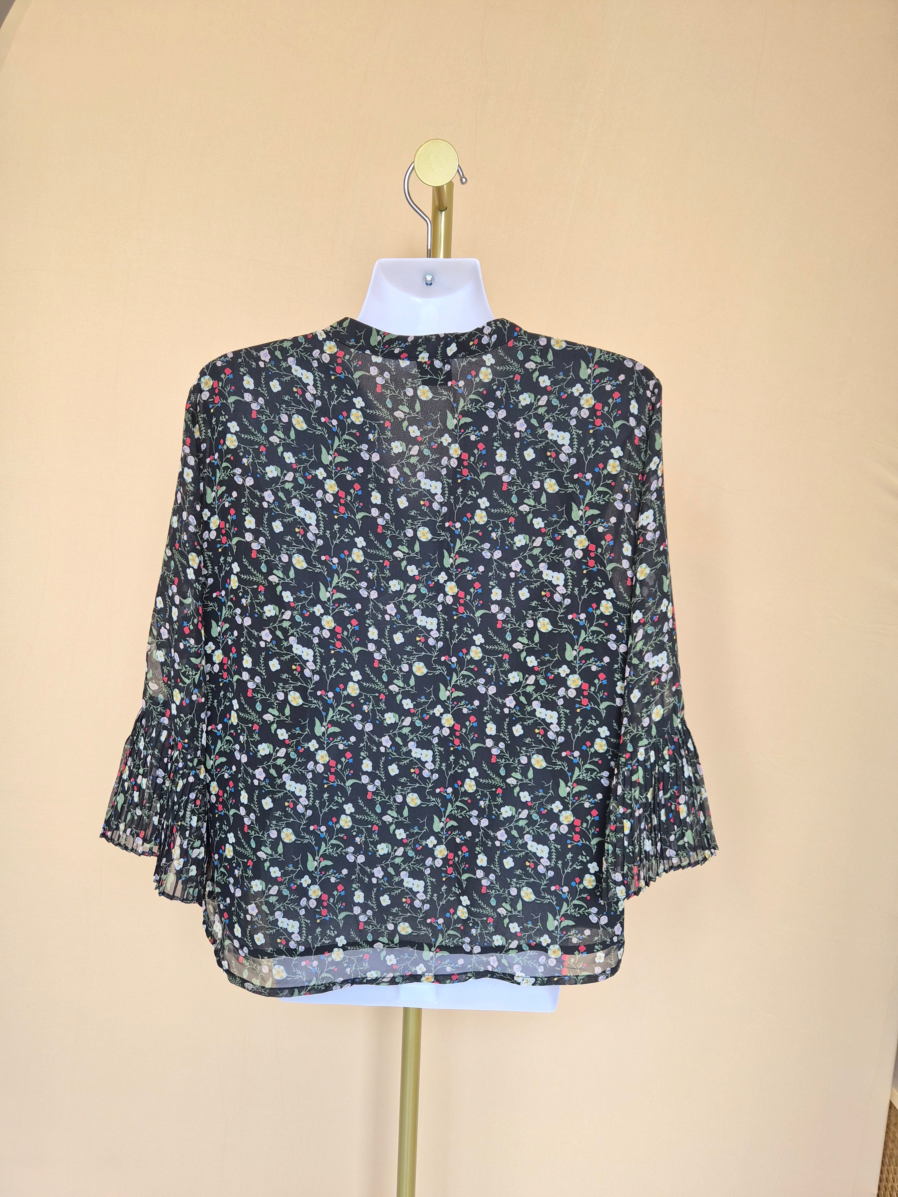 BEGA Black Floral Chiffon Blouse – Size XL