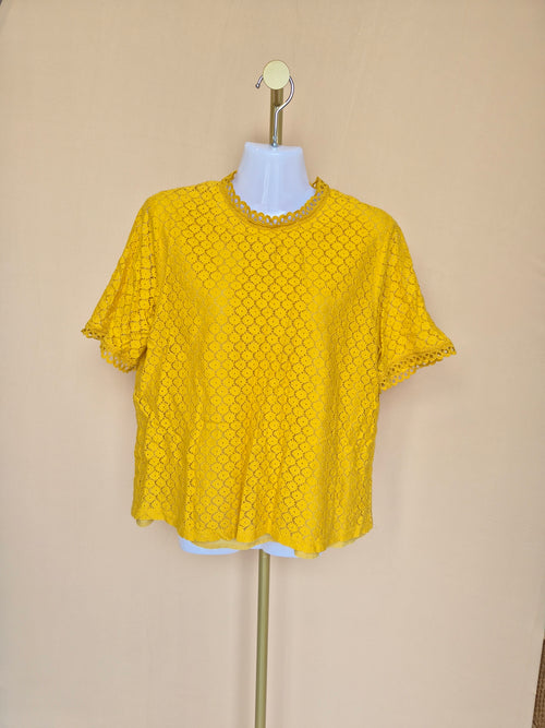 iORA Mustard Yellow Lace Blouse – Size XL