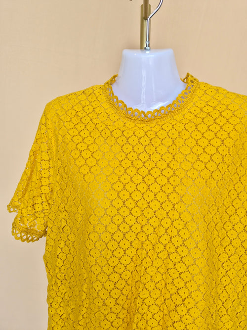 iORA Mustard Yellow Lace Blouse – Size XL