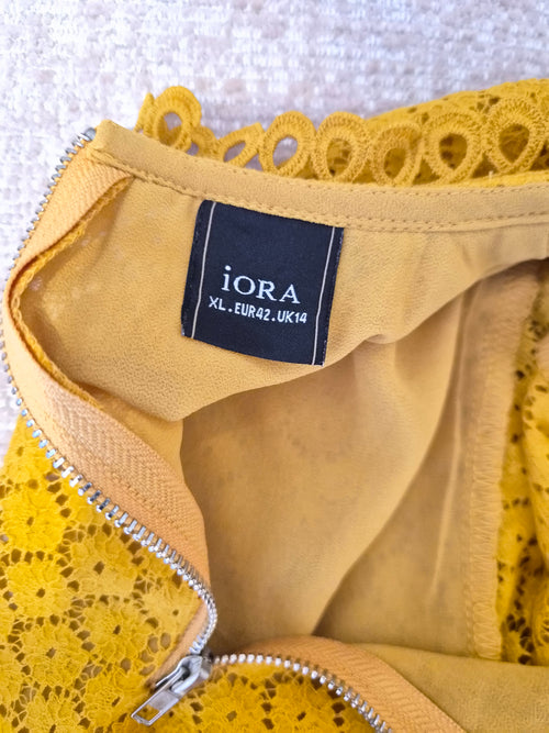 iORA Mustard Yellow Lace Blouse – Size XL